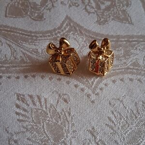 Vintage Avon pierced earrings as gifts wrapped in rhinestones